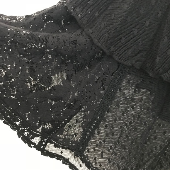 Free People Black Lace Crop Tiered Cami Top - Picture 3 of 5